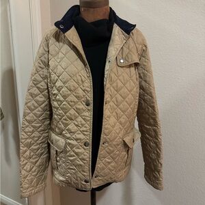 Tan quilted jacket with corduroy collar